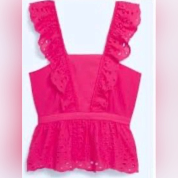 Banana Republic Tops - Banana Republic Fuschia Petite Textured Eyelet Peplum Top size MP